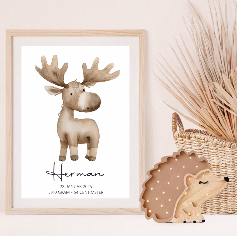 Fødselsplakat - elg