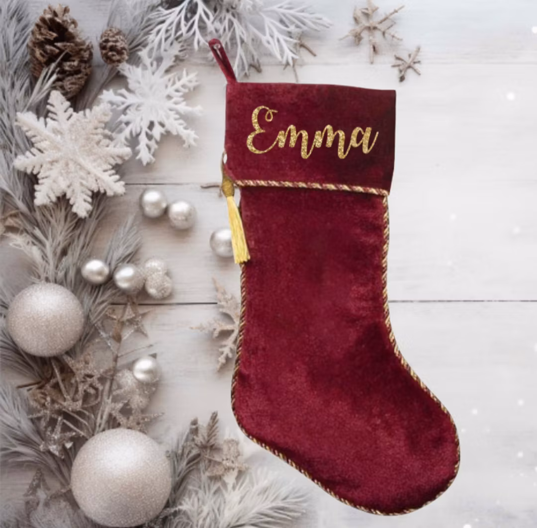 Julestrømpe, rød/gull