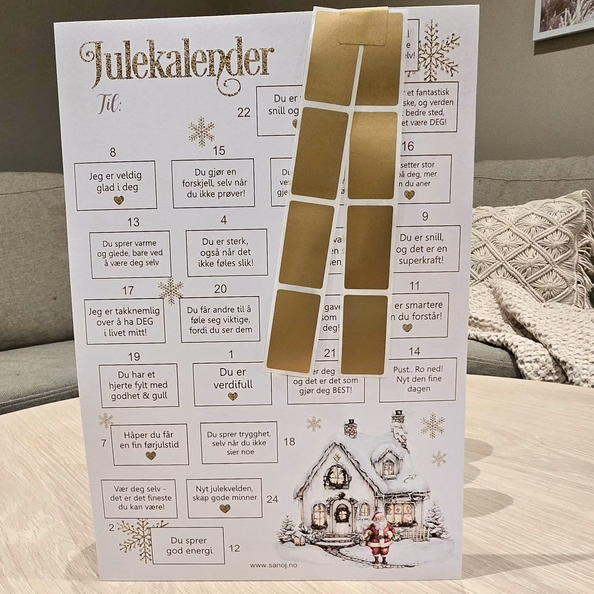 NY versjon: Skrapekalender m/ komplimenter & god-ord