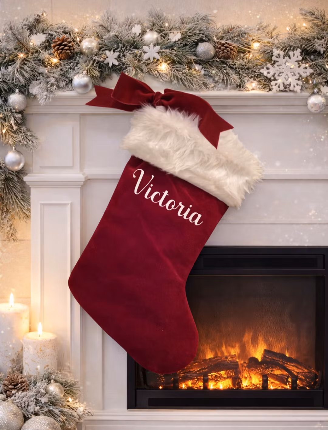 Rød julestrømpe m/pelskant