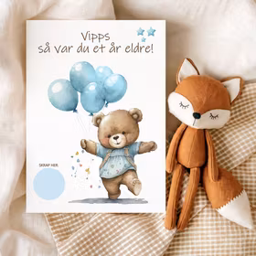 Bamse m/ blå ballonger