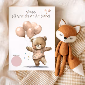 Bamse m/ rosa ballonger