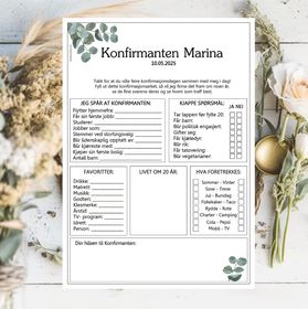 Eukalyptus - konfirmasjonsark