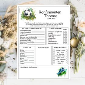 Fotball - konfirmasjonsark