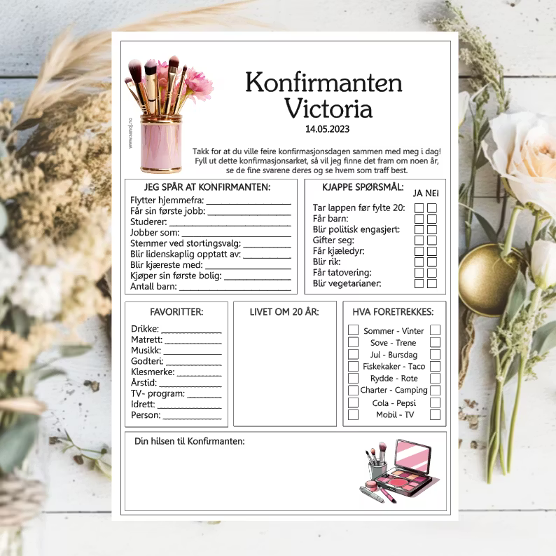 Makeup - konfirmasjonsark
