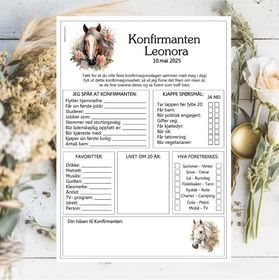 Hest - konfirmasjonsark
