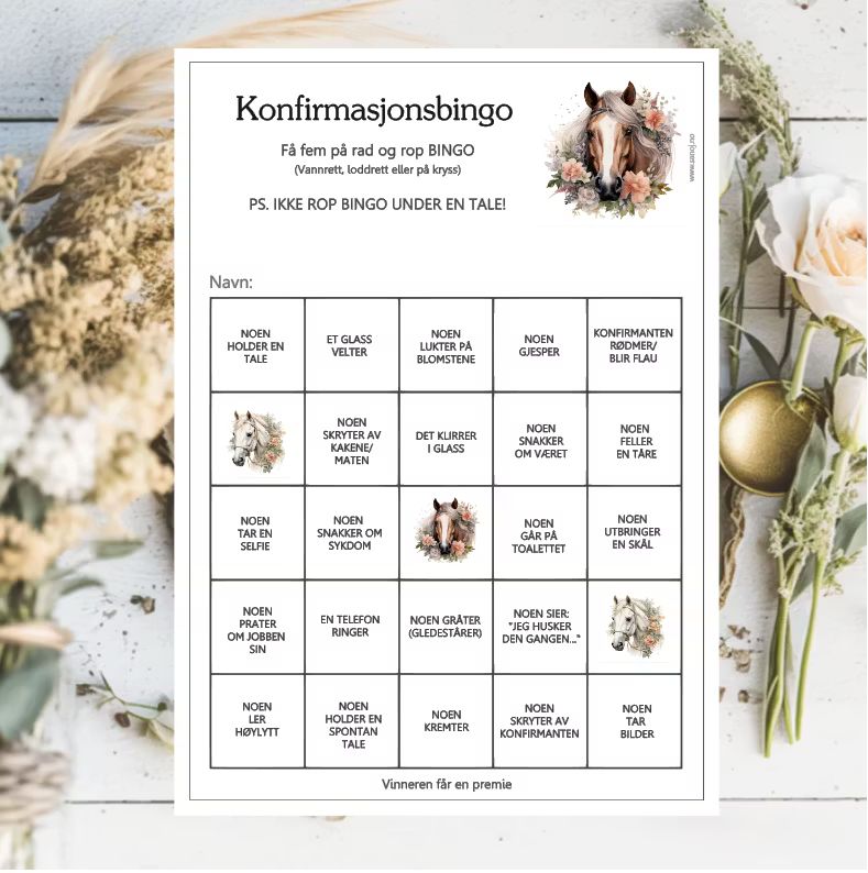 Hest - konfirmasjonsark