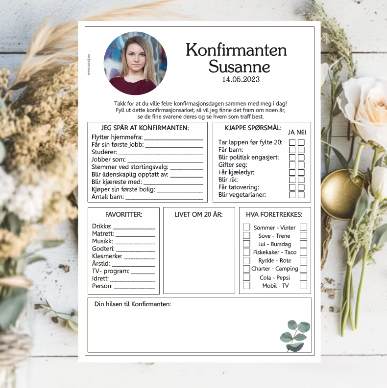 Ditt bilde - konfirmasjonsark