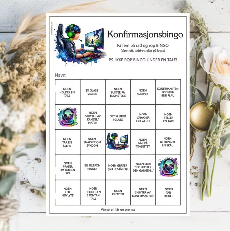 Konfirmasjonsbingo (velg design)