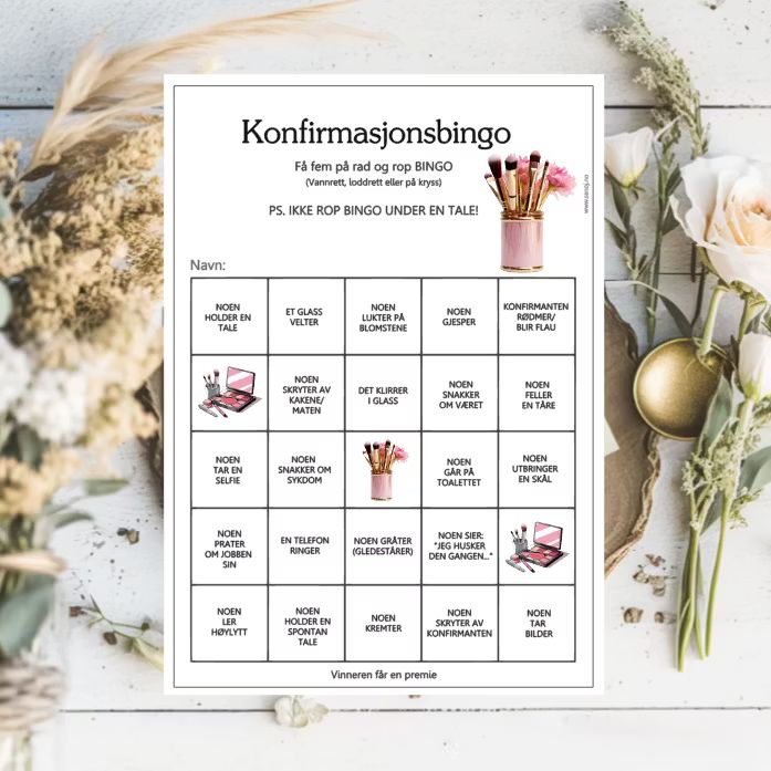 Konfirmasjonsbingo (velg design)