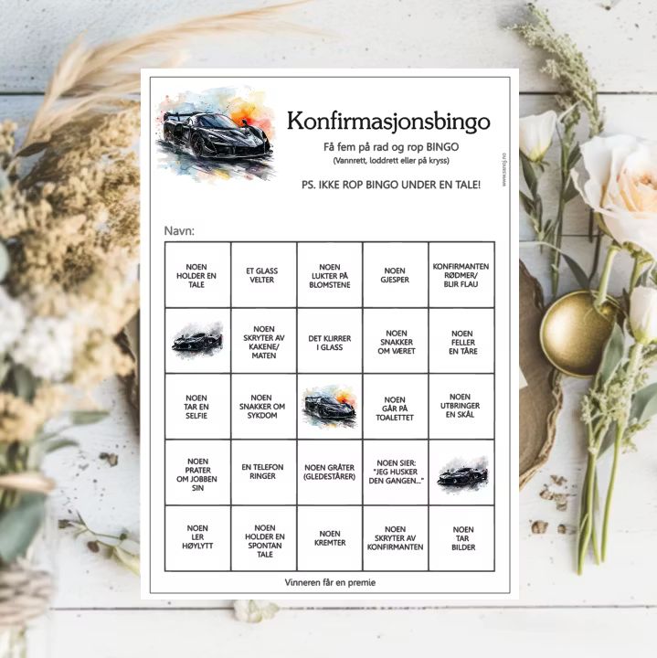 Konfirmasjonsbingo (velg design)