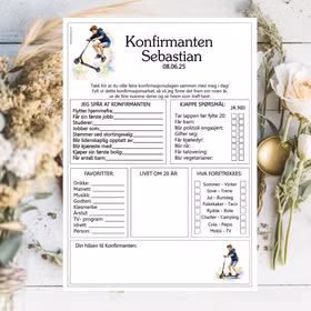 Sparkesykkel - konfirmasjonsark