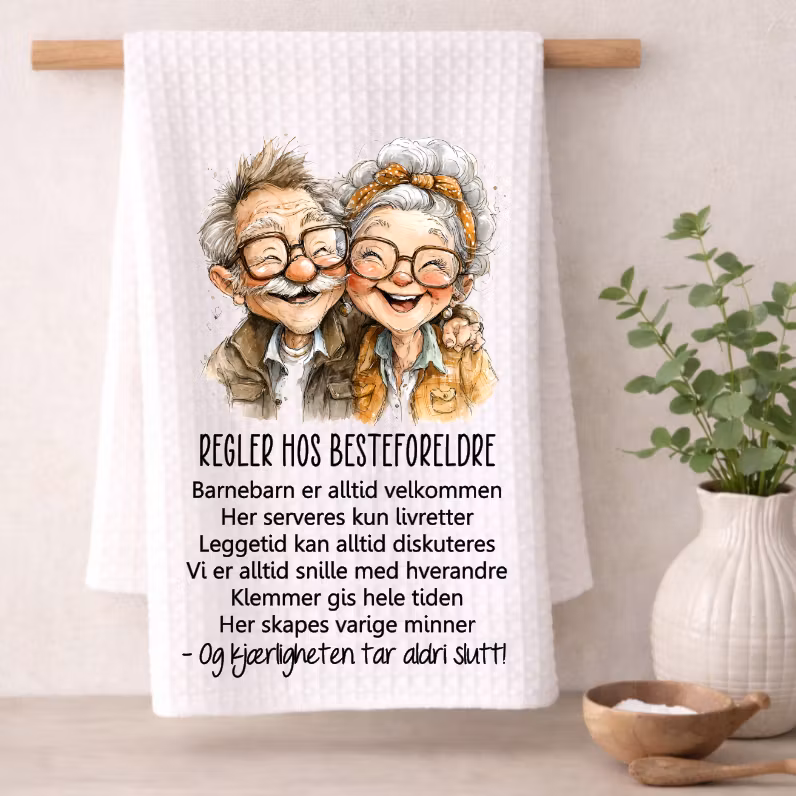 Kjøkkenhåndkle, regler hos besteforeldre