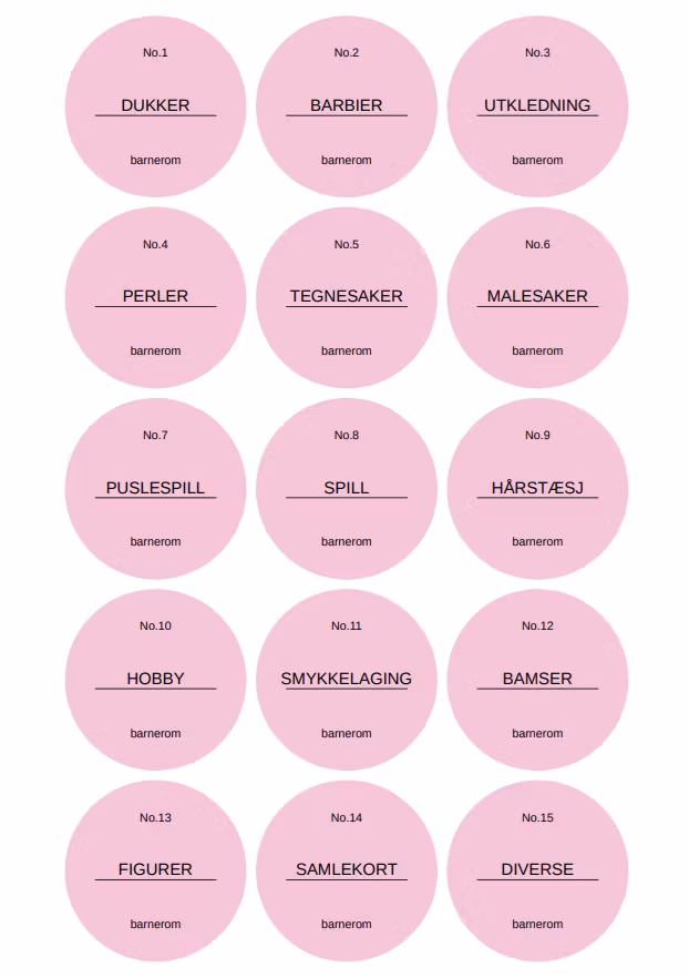 Etikettserie til barnerommet