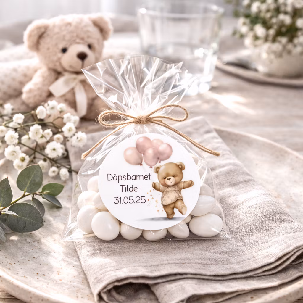 Personaliserte etiketter, rosa