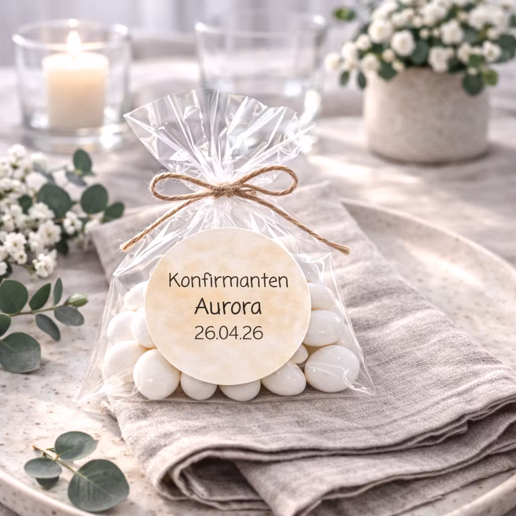 Personaliserte etiketter, lys fersken