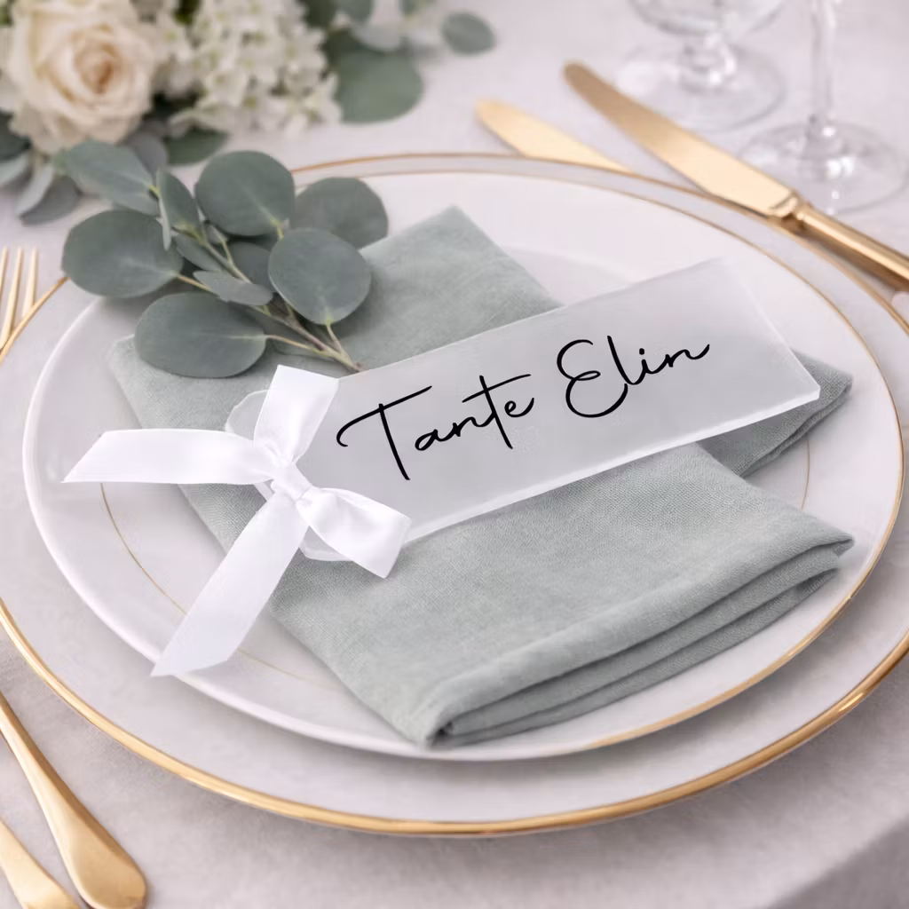 Personaliserte bordkort, frostet (10 stk)