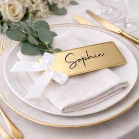Personaliserte bordkort, gull (10 stk)