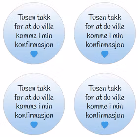 Tusen takk for at du ville komme i min konfirmasjon - blå