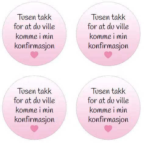 Tusen takk for at du ville komme i min konfirmasjon - rosa
