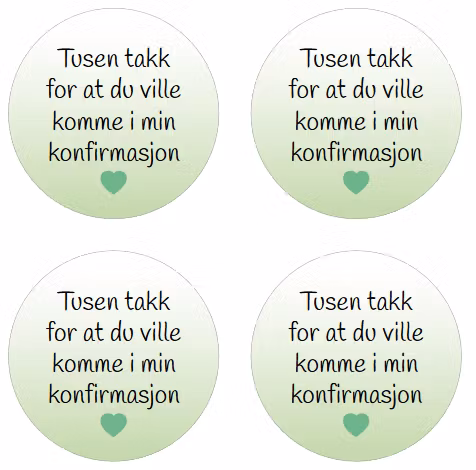 Tusen takk for at du ville komme i min konfirmasjon - grønn