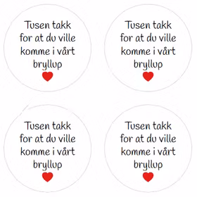 Tusen takk for at du ville komme i vårt bryllup - hvit