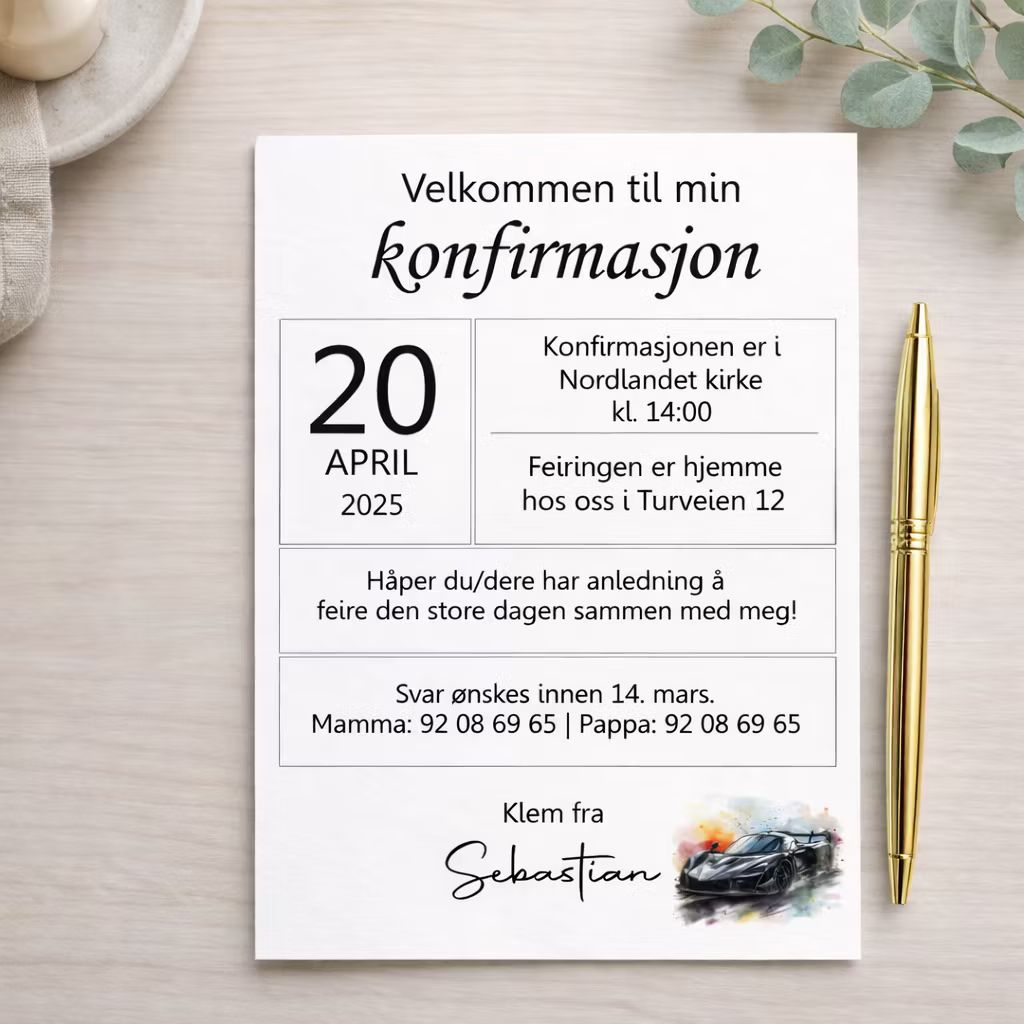 Racerbil - invitasjon