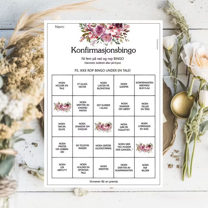 Blomst - konfirmasjonsbingo