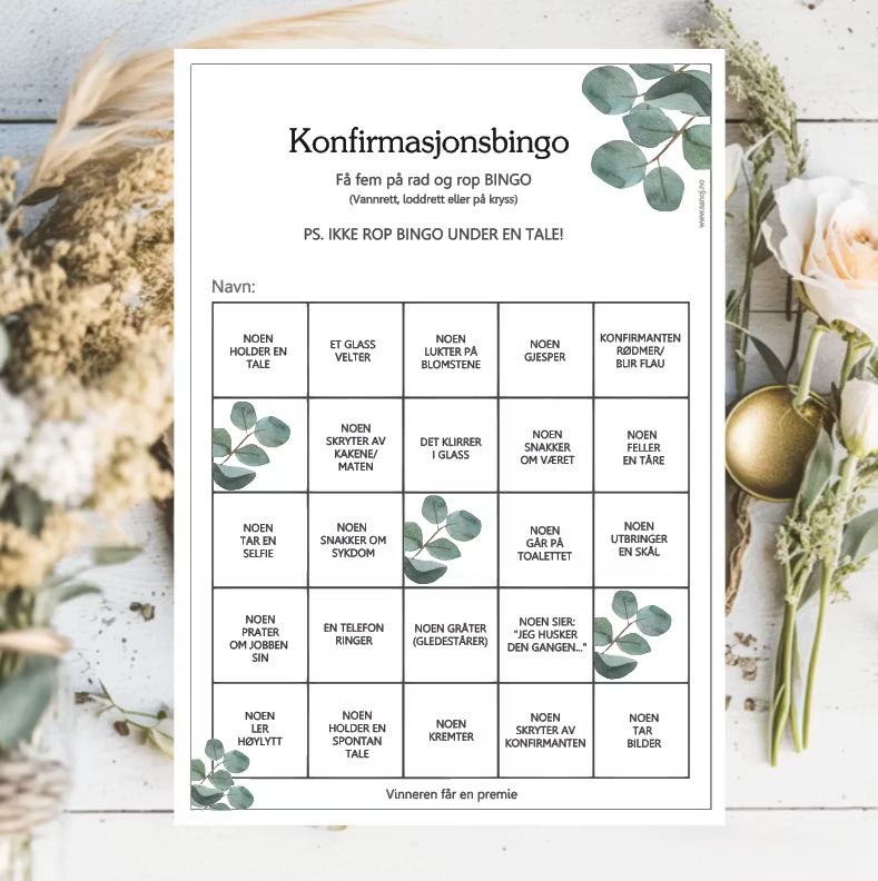 Eukalyptus - konfirmasjonsbingo