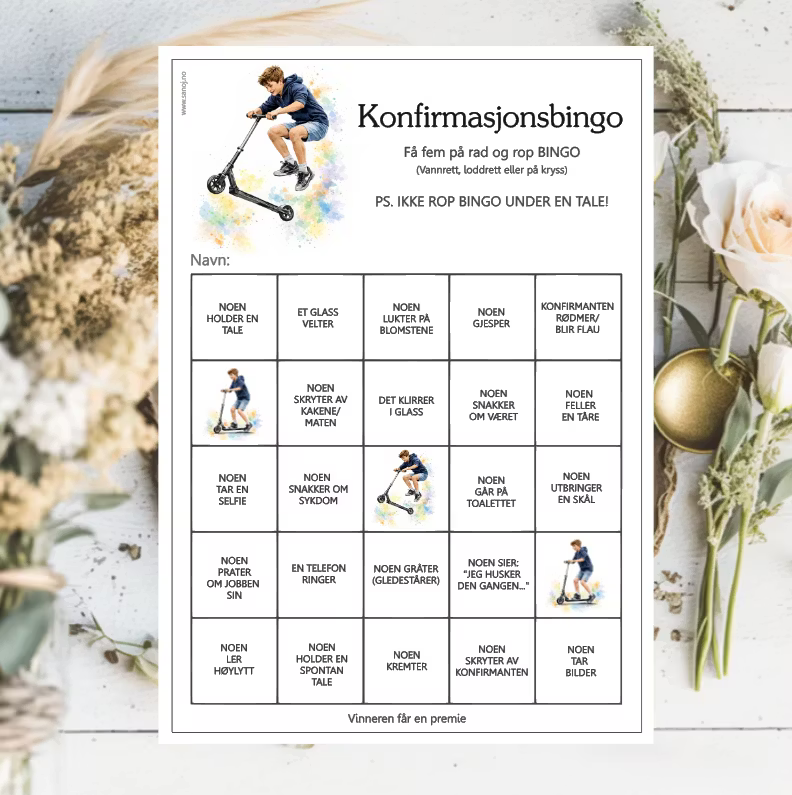 Sparkesykkel - konfirmasjonsbingo