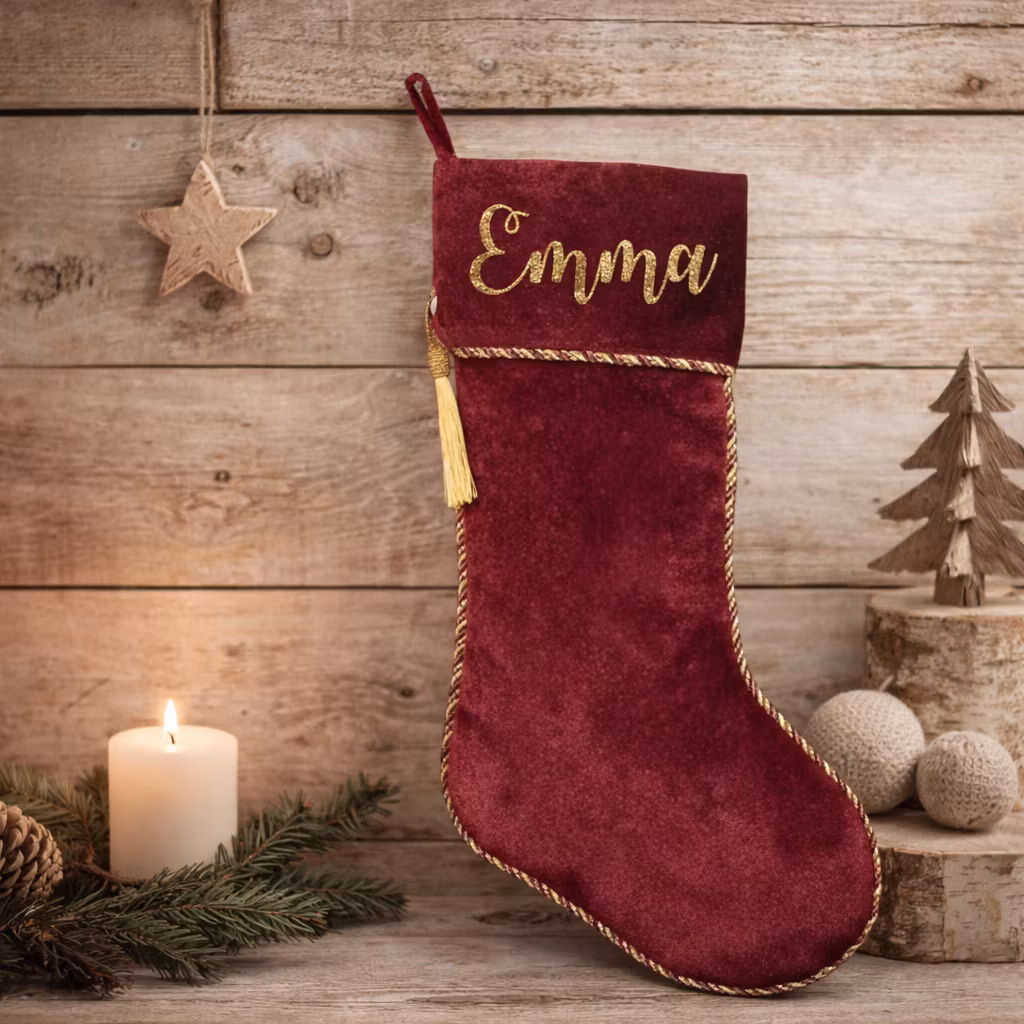 Julestrømpe, rød/gull