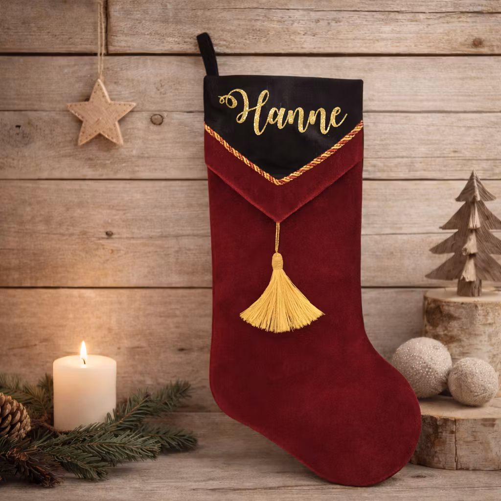 Julestrømpe m/ gulldetaljer