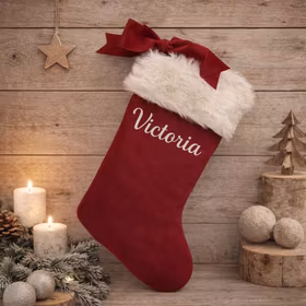 Rød julestrømpe m/pelskant