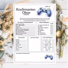 Gaming - konfirmasjonsark