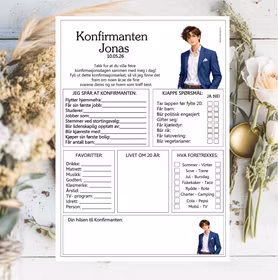 Konfirmasjonsgutt - konfirmasjonsark
