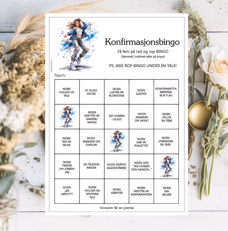 Danser - konfirmasjonsark