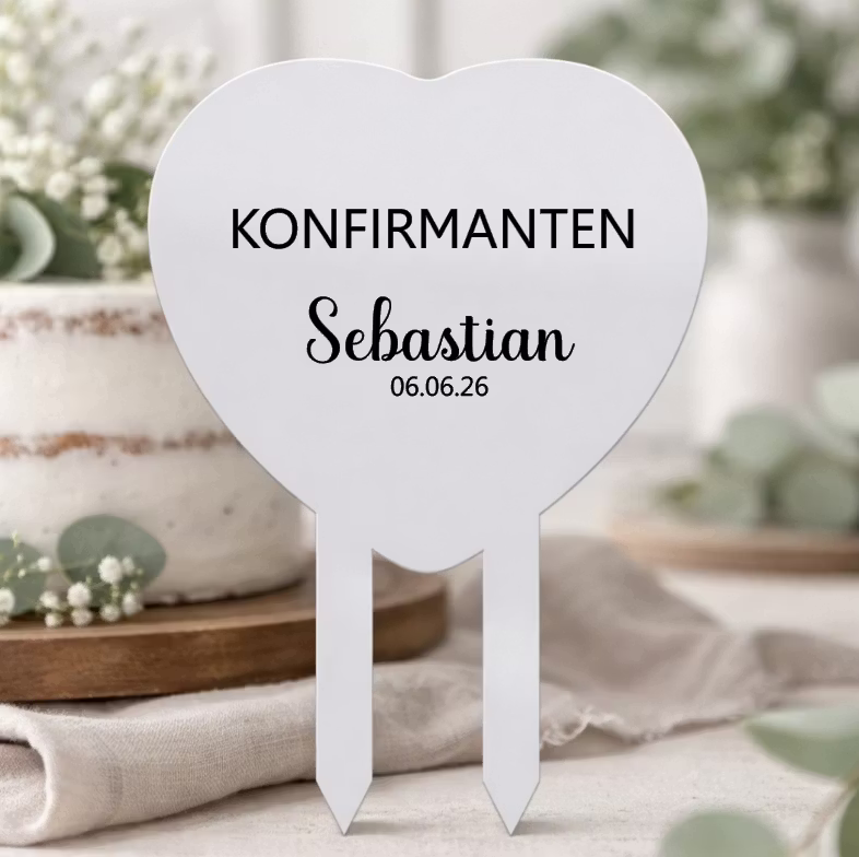 Kaketopp - sort, konfirmasjon