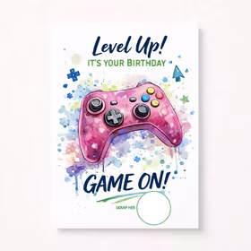 Skrapekort - Level Up, rosa