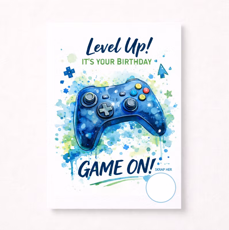 Skrapekort, Level up, blå