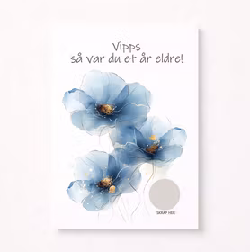 Skrapekort - Blå blomst