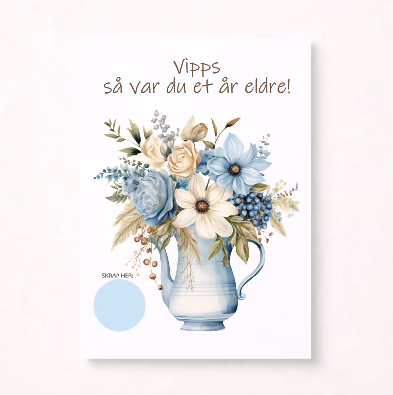 Skrapekort - Blomsterkanne