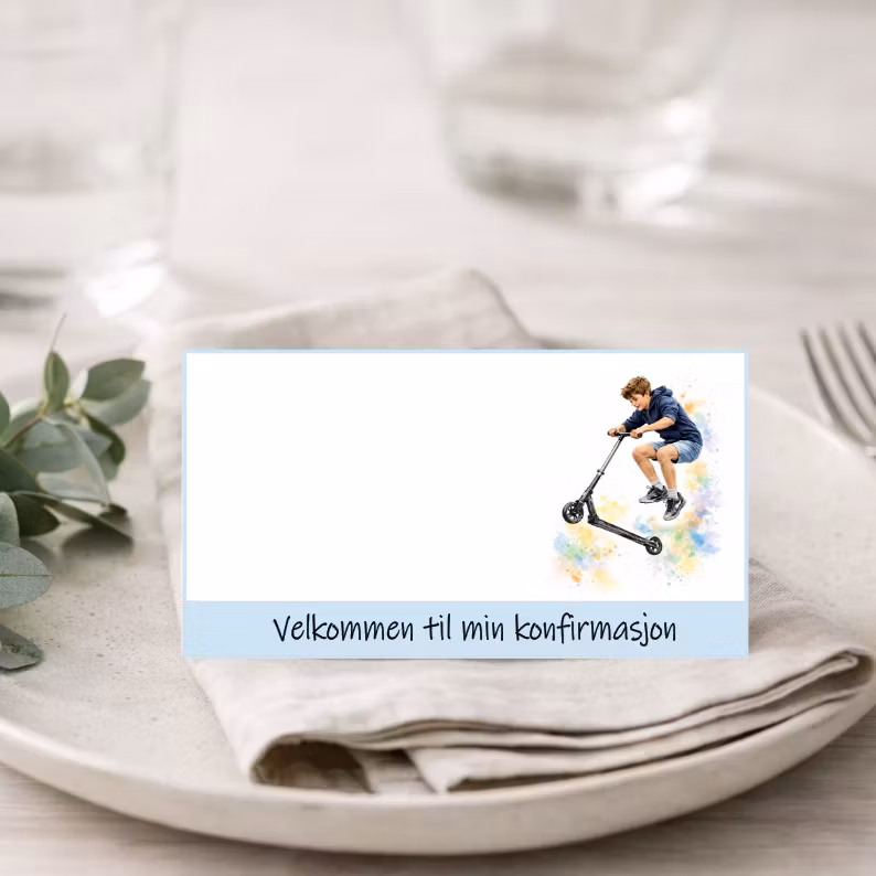 Bordkort - Sparkesykkel (10 stk)