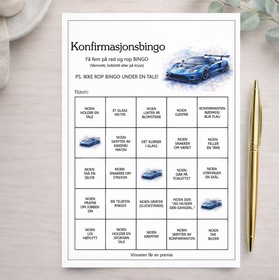 Racerbil - konfirmasjonsbingo