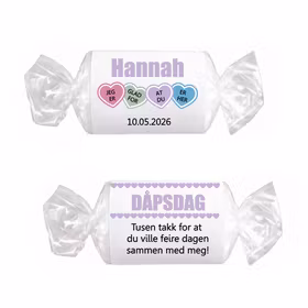 LoveHearts etiketter - lilla, dåp