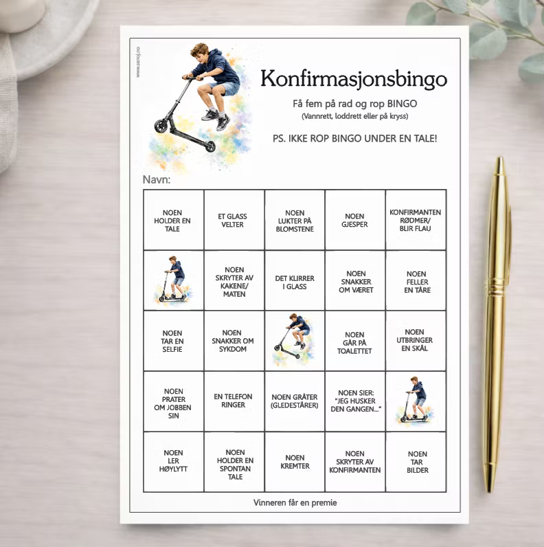 Konfirmasjonsark - Sparkesykkel