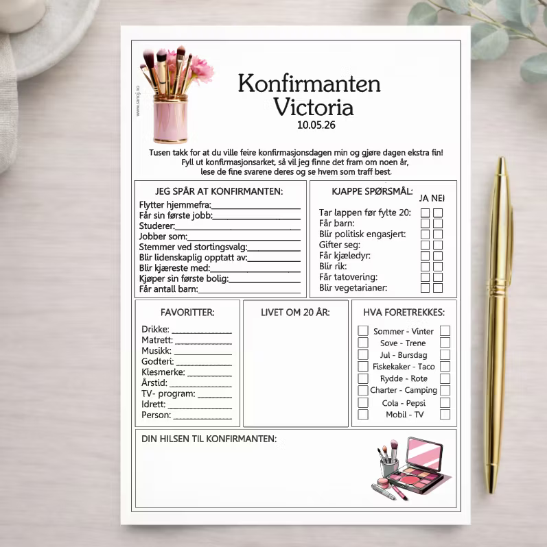 Konfirmasjonsark - Makeup