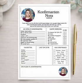 Konfirmasjonsark - Valgfritt bilde