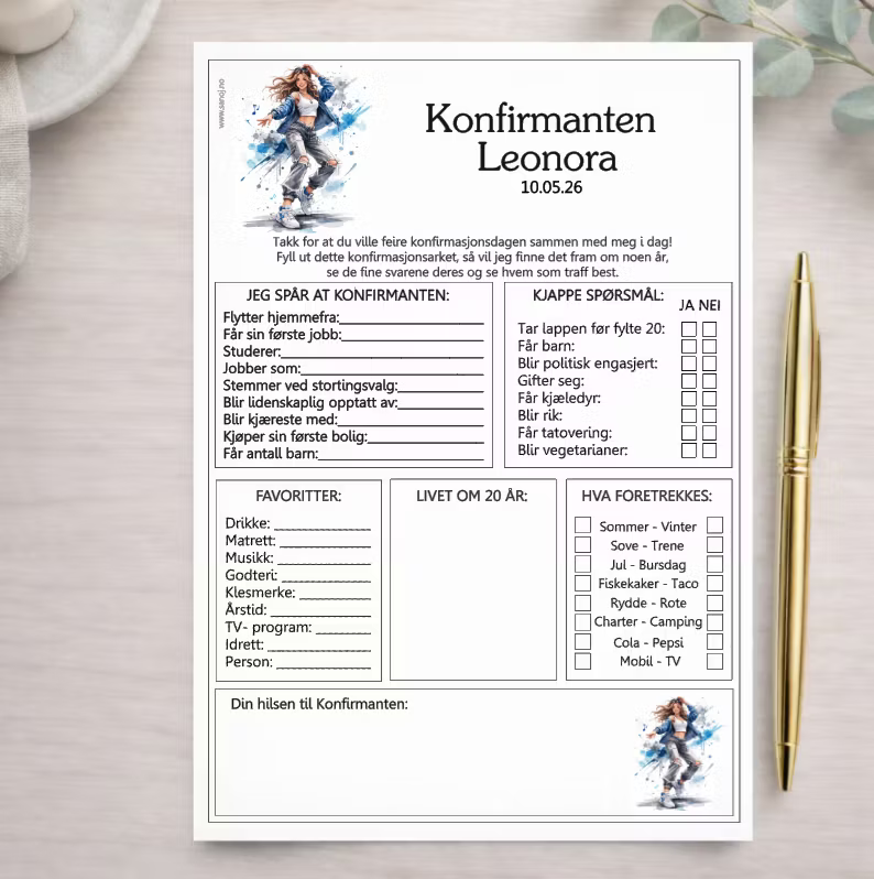 Konfirmasjonsark - Danser