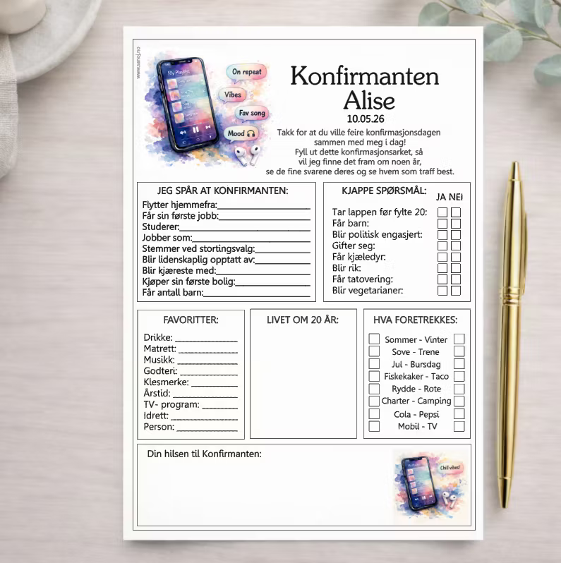 Konfirmasjonsark - Chill Vibes