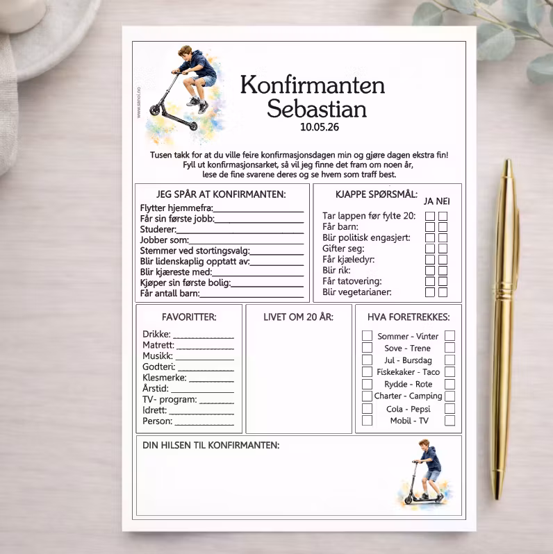 Konfirmasjonsark (10 stk) - velg design